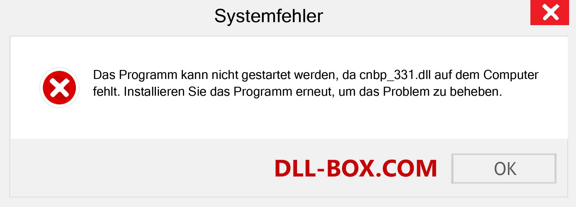 cnbp_331.dll-Datei fehlt?. Download für Windows 7, 8, 10 - Fix cnbp_331 dll Missing Error unter Windows, Fotos, Bildern