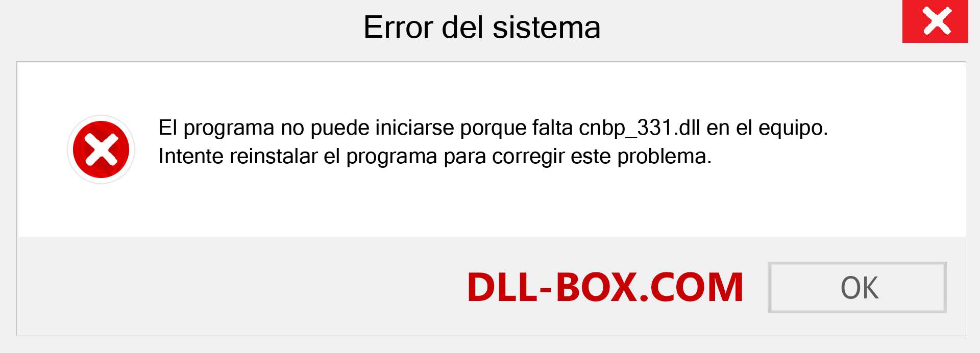 ¿Falta el archivo cnbp_331.dll ?. Descargar para Windows 7, 8, 10 - Corregir cnbp_331 dll Missing Error en Windows, fotos, imágenes